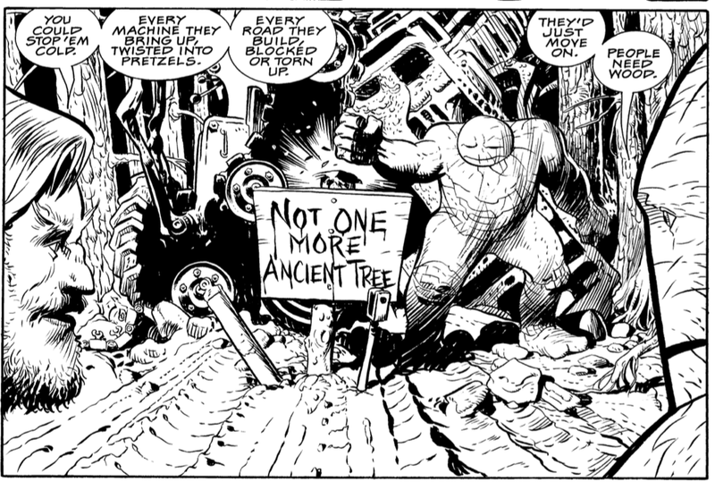One of the eco-terrorists tries to enlist Concrete’s massive strength to the cause.